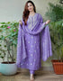 Designer Party Wear Readymade Salwar Suit Lavender Cotton Pant Straight Close-up View